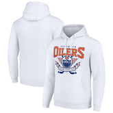 Edmonton Oilers Starter Team Logo Graphic Fleece Tri-Blend Pullover Hoodie White