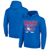 New York Rangers Starter Team Logo Graphic Fleece Tri-Blend Pullover Hoodie Blue
