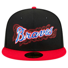Atlanta Braves Shadow Stitch 59FIFTY Fitted Hat Black | New Era