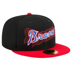 Atlanta Braves Shadow Stitch 59FIFTY Fitted Hat Black | New Era