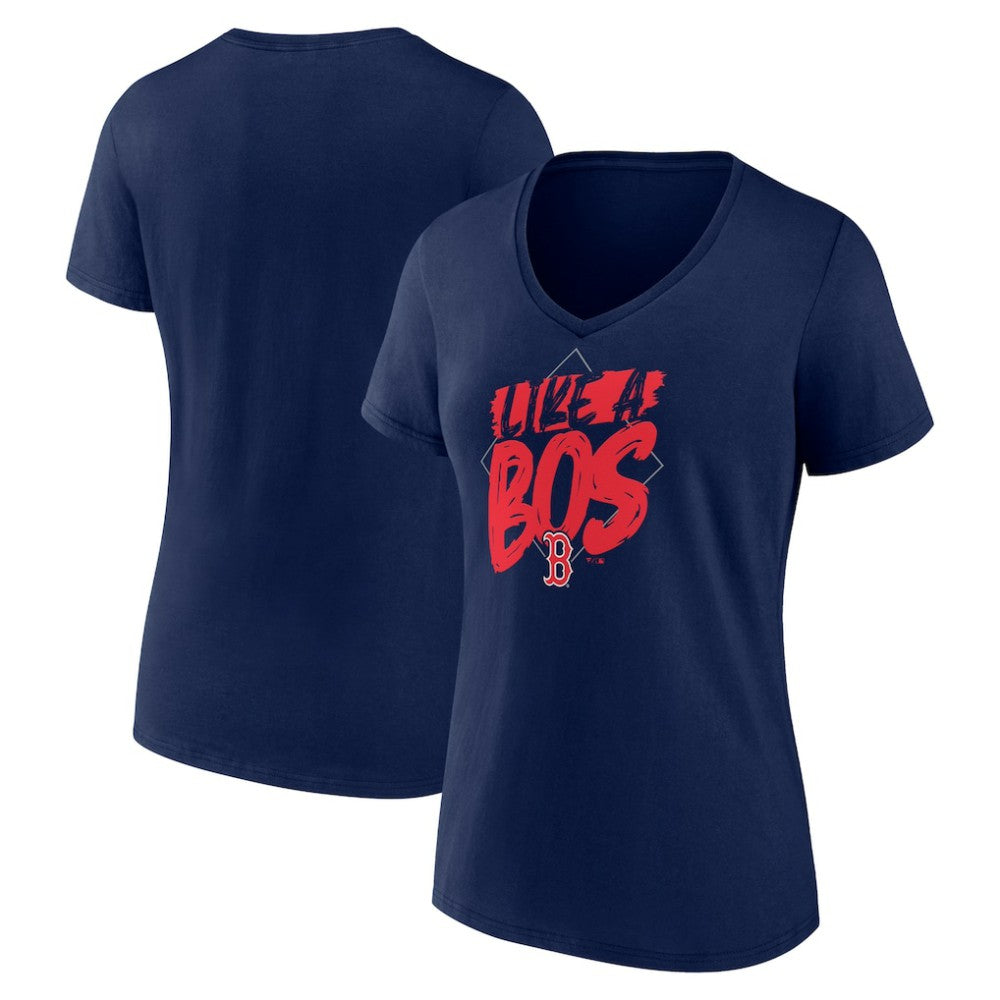 Boston Red Sox Women's Like a BOS V-Neck T-Shirt Navy