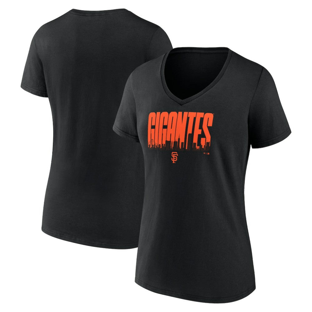San Francisco Giants Women's Gigantes V-Neck T-Shirt Black
