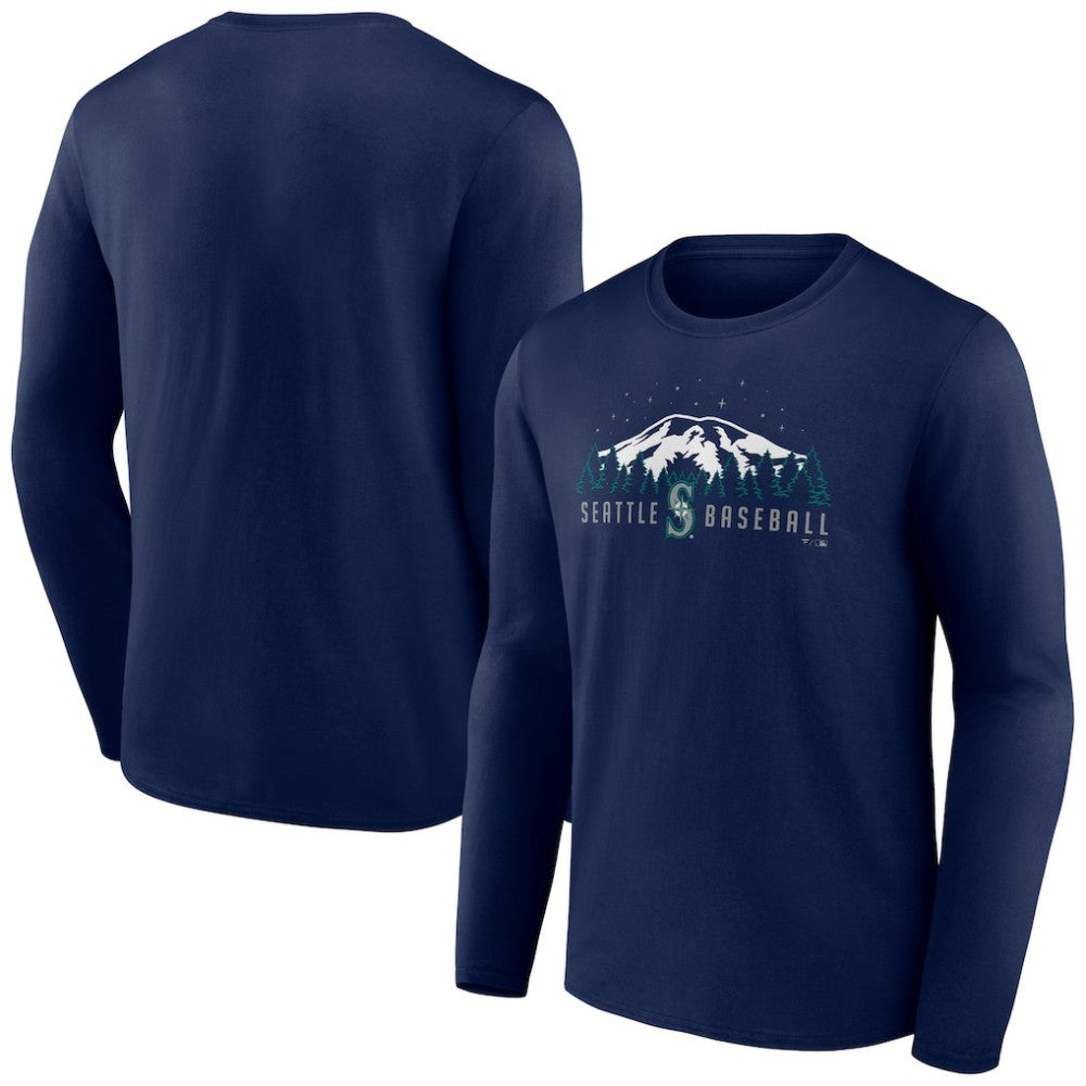 Seattle Mariners Mountains Long Sleeve T-Shirt Navy