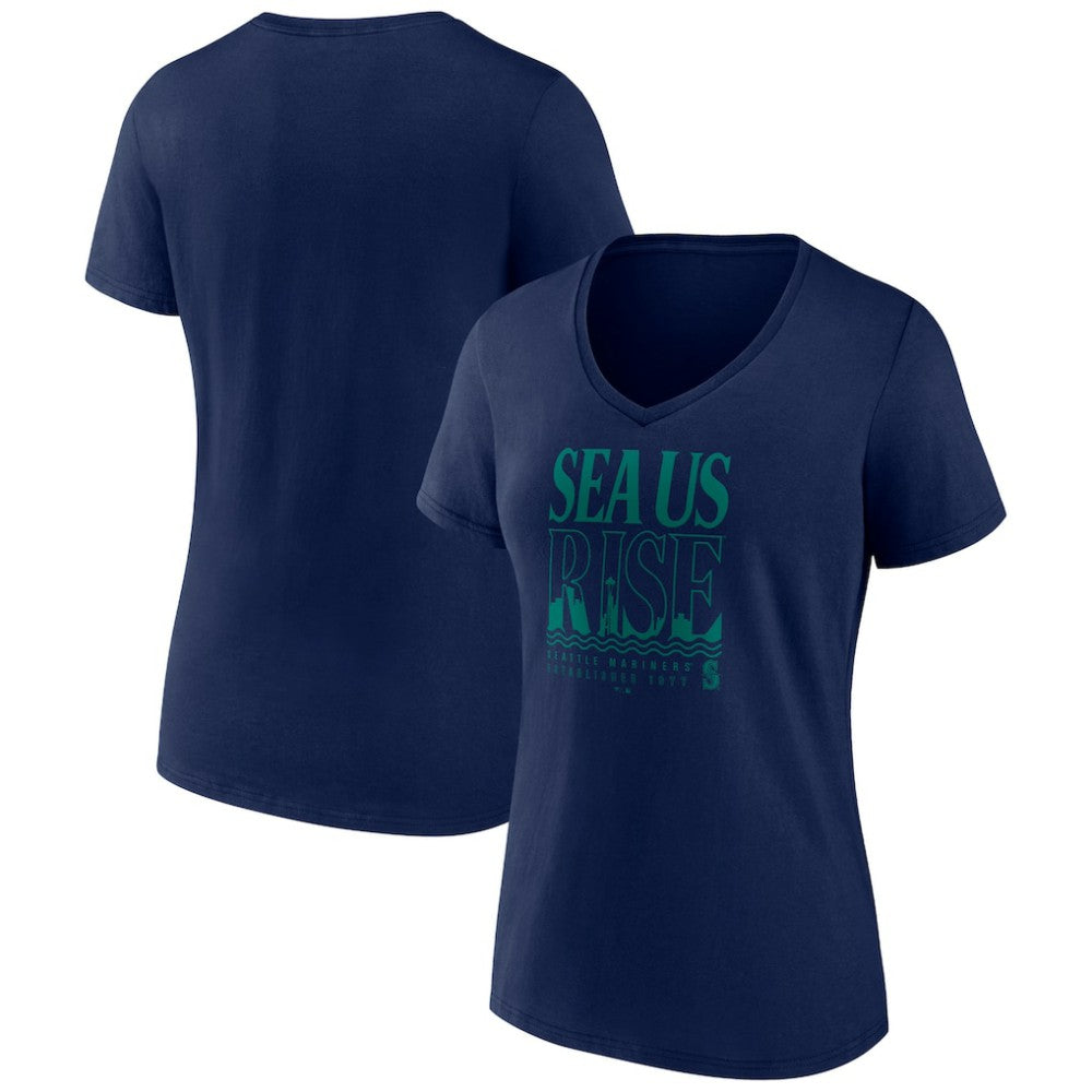 Seattle Mariners Women's Sea Us Rise V-Neck T-Shirt Navy