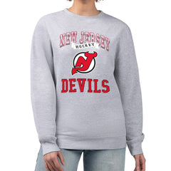 New Jersey Devils G-III 4Her by Carl Banks Women's Team Logo Tri-Blend Fleece Pullover Sweatshirt Heather Gray