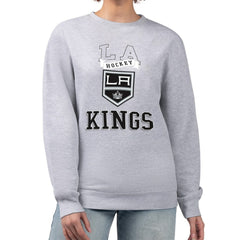 Los Angeles Kings G-III 4Her by Carl Banks Women's Team Logo Tri-Blend Fleece Pullover Sweatshirt Heather Gray
