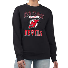 New Jersey Devils G-III 4Her by Carl Banks Women's Team Logo Tri-Blend Fleece Pullover Sweatshirt Black