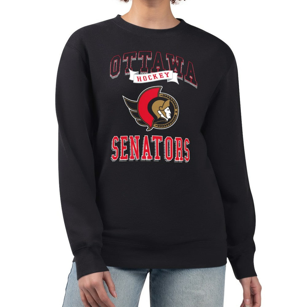 Ottawa Senators G-III 4Her by Carl Banks Women's Team Logo Tri-Blend Fleece Pullover Sweatshirt Black