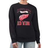 Detroit Red Wings G-III 4Her by Carl Banks Women's Team Logo Tri-Blend Fleece Pullover Sweatshirt Black