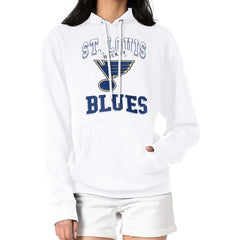 St. Louis Blues G-III 4Her by Carl Banks Women's Team Logo Tri-Blend Fleece Pullover Hoodie White