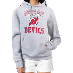 New Jersey Devils G-III 4Her by Carl Banks Women's Team Logo Tri-Blend Fleece Pullover Hoodie Heather Gray