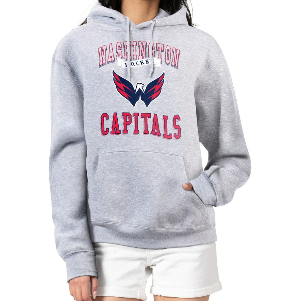 Washington Capitals G-III 4Her by Carl Banks Women's Team Logo Tri-Blend Fleece Pullover Hoodie Heather Gray