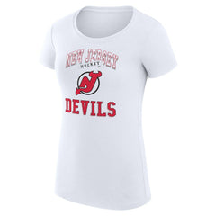 New Jersey Devils G-III 4Her by Carl Banks Women's Super-Slim Fit Lightweight Team Logo Graphic T-Shirt White