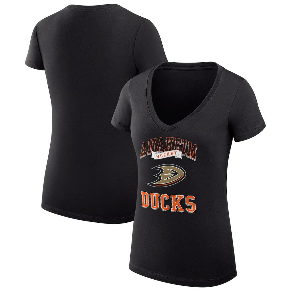 Anaheim Ducks G-III 4Her by Carl Banks Women's Super-Slim Fit Lightweight Team Logo Graphic V-Neck T-Shirt Black