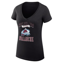 Colorado Avalanche G-III 4Her by Carl Banks Women's Super-Slim Fit Lightweight Team Logo Graphic V-Neck T-Shirt Black
