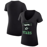 Dallas Stars G-III 4Her by Carl Banks Women's Super-Slim Fit Lightweight Team Logo Graphic V-Neck T-Shirt Black