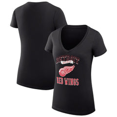 Detroit Red Wings G-III 4Her by Carl Banks Women's Super-Slim Fit Lightweight Team Logo Graphic V-Neck T-Shirt Black