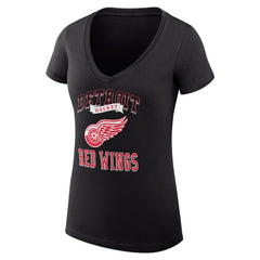 Detroit Red Wings G-III 4Her by Carl Banks Women's Super-Slim Fit Lightweight Team Logo Graphic V-Neck T-Shirt Black