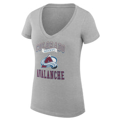 Colorado Avalanche G-III 4Her by Carl Banks Women's Super-Slim Fit Lightweight Team Logo Graphic V-Neck T-Shirt Heather Gray