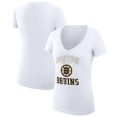 Boston Bruins G-III 4Her by Carl Banks Women's Super-Slim Fit Lightweight Team Logo Graphic V-Neck T-Shirt White