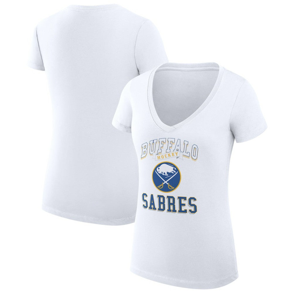 Buffalo Sabres G-III 4Her by Carl Banks Women's Super-Slim Fit Lightweight Team Logo Graphic V-Neck T-Shirt White