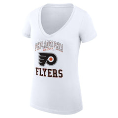 Philadelphia Flyers G-III 4Her by Carl Banks Women's Super-Slim Fit Lightweight Team Logo Graphic V-Neck T-Shirt White