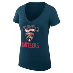 Florida Panthers G-III 4Her by Carl Banks Women's Super-Slim Fit Lightweight Team Logo Graphic V-Neck T-Shirt Navy