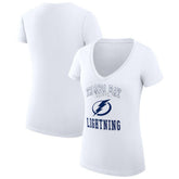 Tampa Bay Lightning G-III 4Her by Carl Banks Women's Super-Slim Fit Lightweight Team Logo Graphic V-Neck T-Shirt White