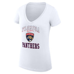 Florida Panthers G-III 4Her by Carl Banks Women's Super-Slim Fit Lightweight Team Logo Graphic V-Neck T-Shirt White