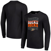 Anaheim Ducks Starter Four Team Name Logo Long Sleeve Graphic T-Shirt Black