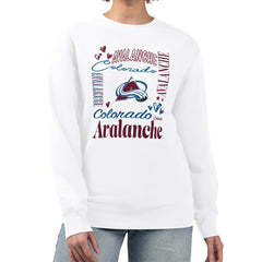 Colorado Avalanche G-III 4Her by Carl Banks Women's Collage Graphic Fleece Long Sleeve Pullover Sweatshirt White