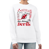 New Jersey Devils G-III 4Her by Carl Banks Women's Collage Graphic Fleece Long Sleeve Pullover Sweatshirt White