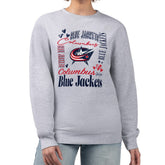 Columbus Blue Jackets G-III 4Her by Carl Banks Women's Collage Graphic Fleece Long Sleeve Pullover Sweatshirt Heather Gray