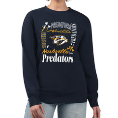 Nashville Predators G-III 4Her by Carl Banks Women's Collage Graphic Fleece Long Sleeve Pullover Sweatshirt Navy
