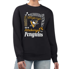 Pittsburgh Penguins G-III 4Her by Carl Banks Women's Collage Graphic Fleece Long Sleeve Pullover Sweatshirt Black
