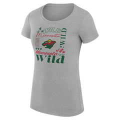 Minnesota Wild G-III 4Her by Carl Banks Women's Super-Slim Fit Lightweight Collage Team Graphic T-Shirt Heather Gray