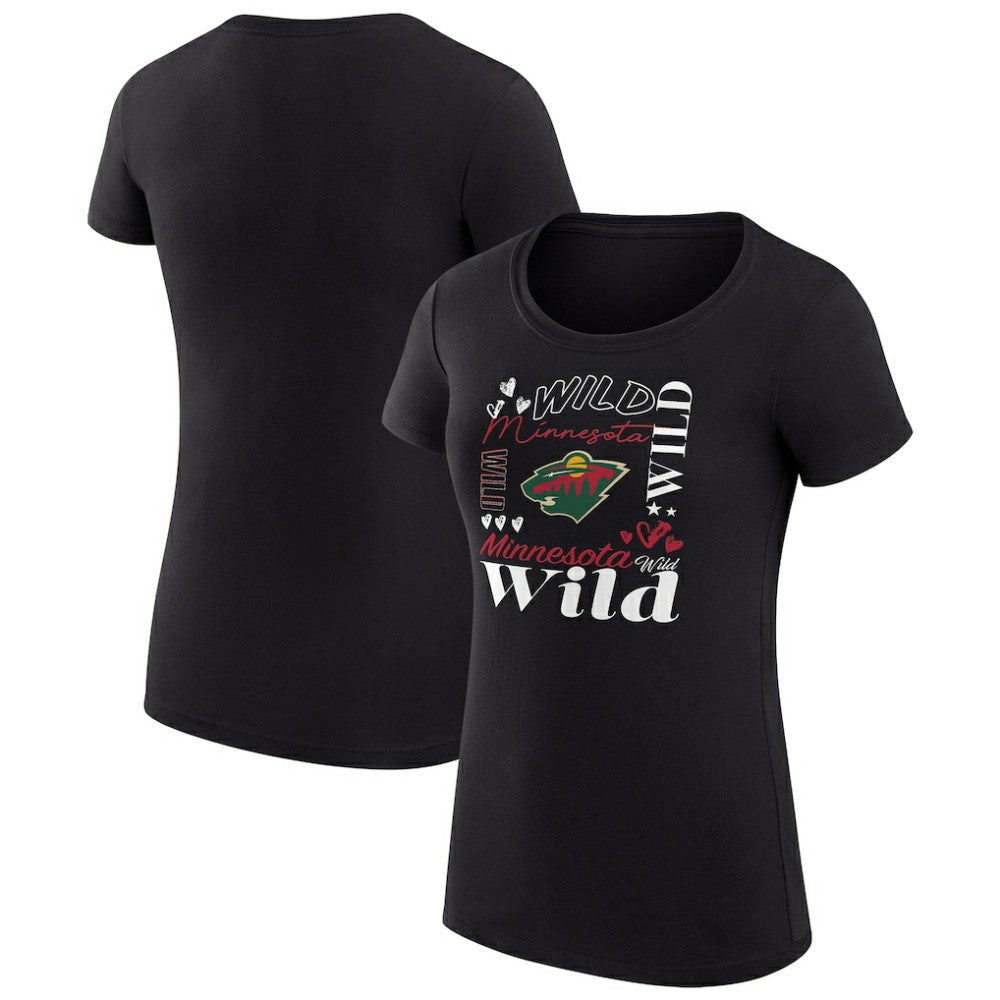 Minnesota Wild G-III 4Her by Carl Banks Women's Super-Slim Fit Lightweight Collage Team Graphic T-Shirt Black