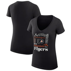 Philadelphia Flyers G-III 4Her by Carl Banks Women's Super-Slim Fit Lightweight Collage Team Graphic T-Shirt Black