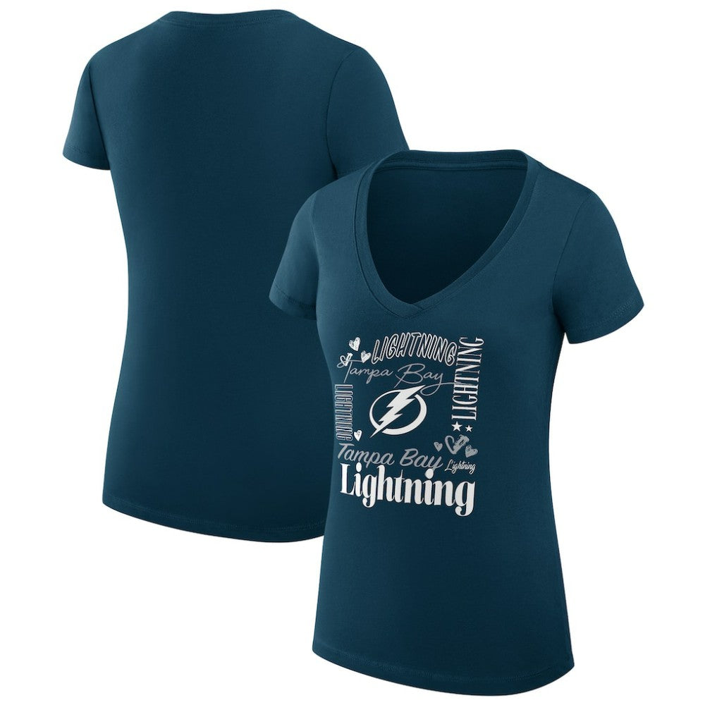 Tampa Bay Lightning G-III 4Her by Carl Banks Women's Super-Slim Fit Lightweight Collage Team Graphic T-Shirt Blue