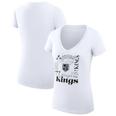 Los Angeles Kings G-III 4Her by Carl Banks Women's Super-Slim Fit Lightweight Collage Team Graphic T-Shirt White