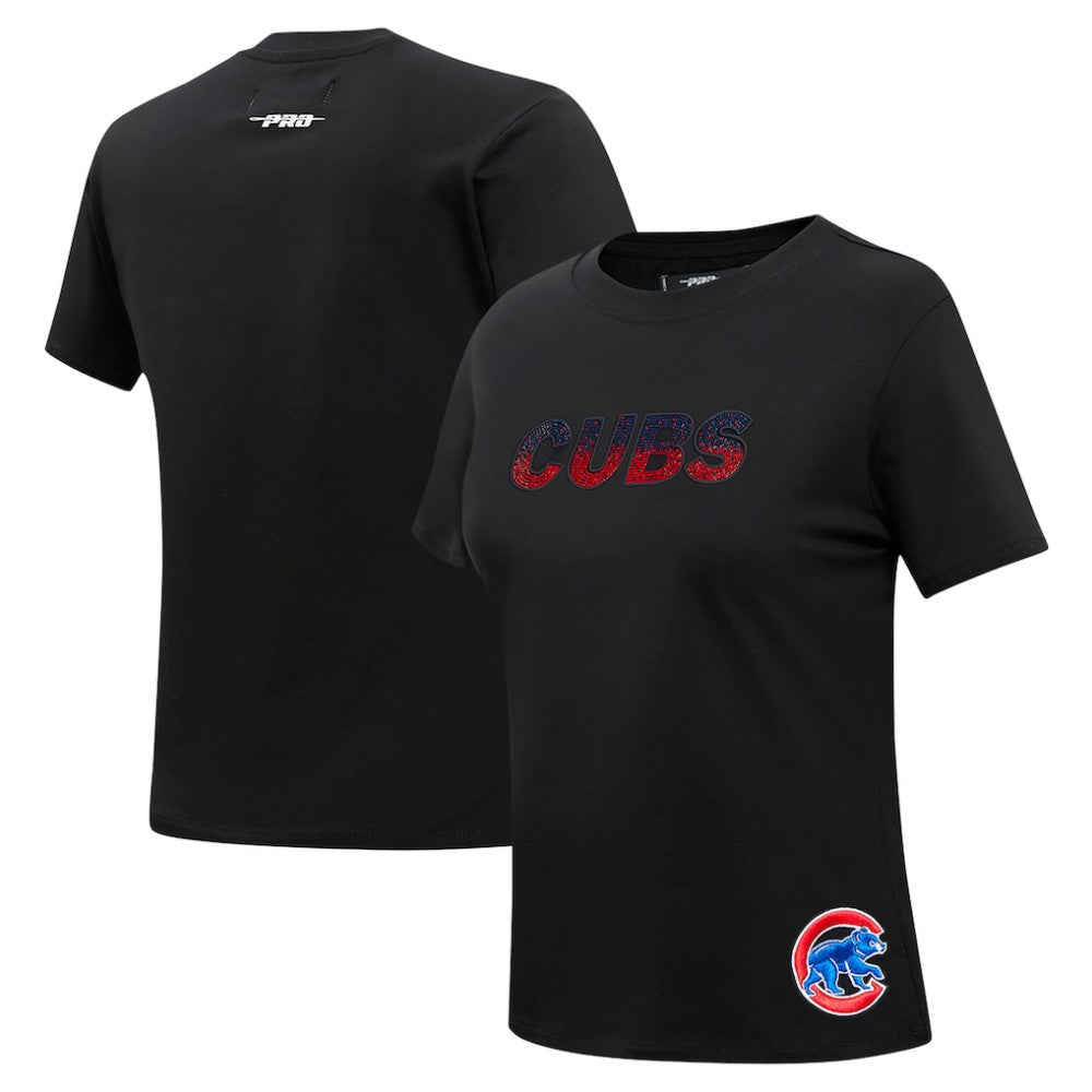 Chicago Cubs Pro Standard Women's Rhinestone Slim Fit T-Shirt Black