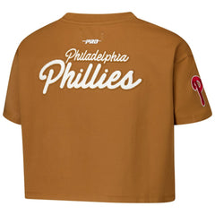 Philadelphia Phillies Pro Standard Women's Paint The City Cropped Boxy T-Shirt Brown