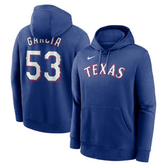 Adolis Garcia Texas Rangers Player Name & Number Club Pullover Hoodie Royal | Nike