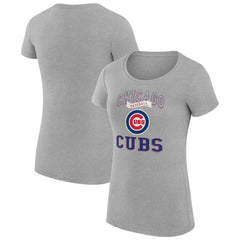 Chicago Cubs G-III 4Her by Carl Banks Women's Super-Slim Fit Lightweight Team Logo Graphic T-Shirt Heather Gray