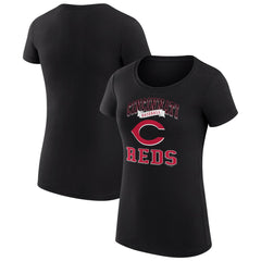 Cincinnati Reds G-III 4Her by Carl Banks Women's Super-Slim Fit Lightweight Team Logo Graphic T-Shirt Black