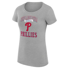 Philadelphia Phillies G-III 4Her by Carl Banks Women's Super-Slim Fit Lightweight Team Logo Graphic T-Shirt Heather Gray