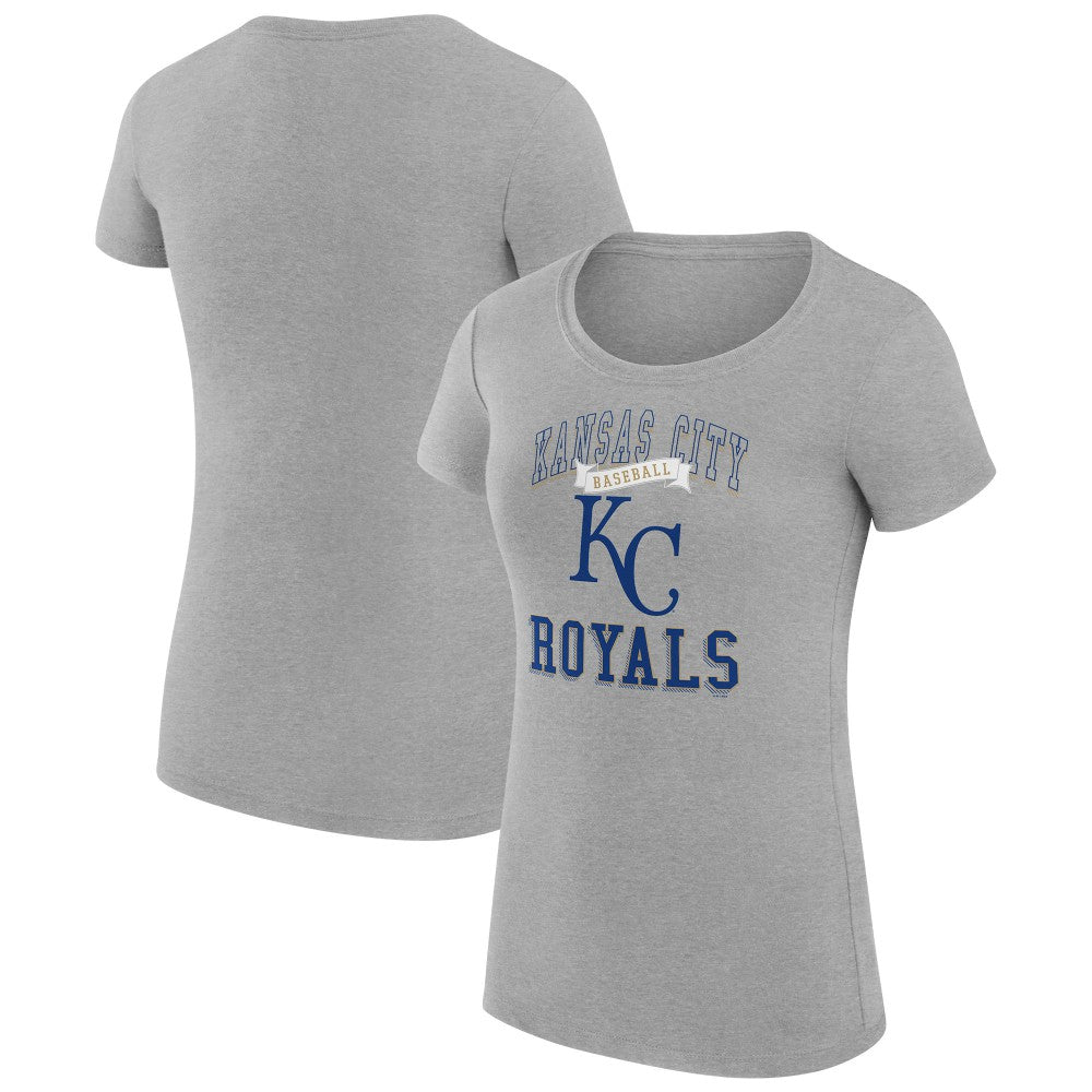 Kansas City Royals G-III 4Her by Carl Banks Women's Super-Slim Fit Lightweight Team Logo Graphic T-Shirt Heather Gray