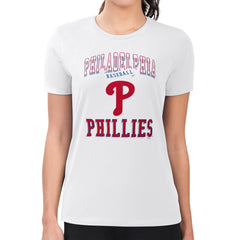 Philadelphia Phillies G-III 4Her by Carl Banks Women's Super-Slim Fit Lightweight Team Logo Graphic T-Shirt White