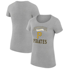 Pittsburgh Pirates G-III 4Her by Carl Banks Women's Super-Slim Fit Lightweight Team Logo Graphic T-Shirt Heather Gray
