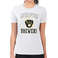 Milwaukee Brewers G-III 4Her by Carl Banks Women's Super-Slim Fit Lightweight Team Logo Graphic T-Shirt White